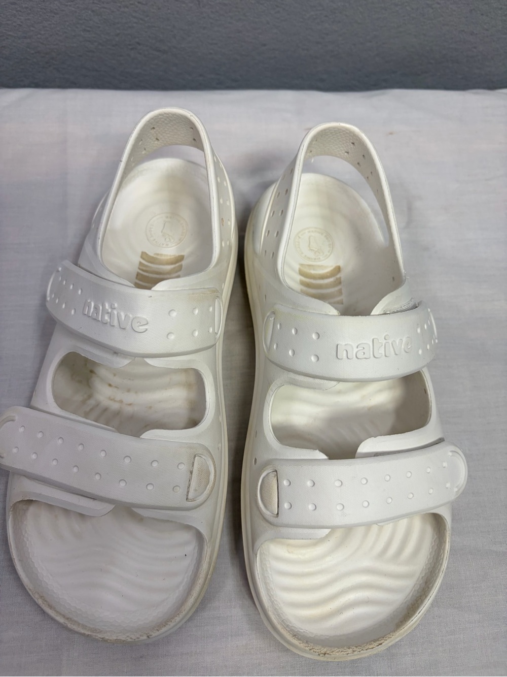 Native Shoes White Kids Hook-and-Loop Sandals